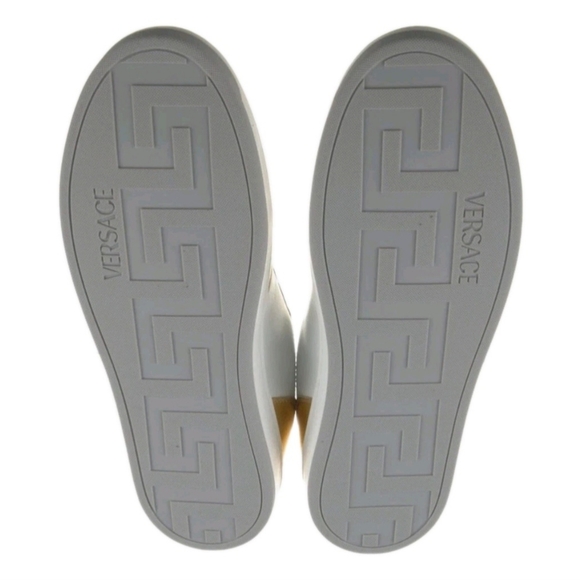 Versace Gold Medusa Logo Laminated Leather Sneakers EU 43.5 US Men's Size 10.5 - Picture 10 of 12